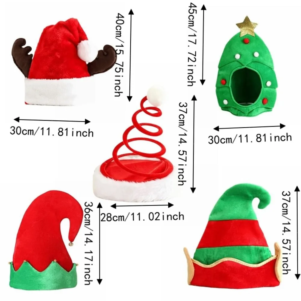 Cosplay Soft Plush Christmas Hat Tree Elk Festive Santa Claus Hat Funny New Year Clown Hat Photo Props