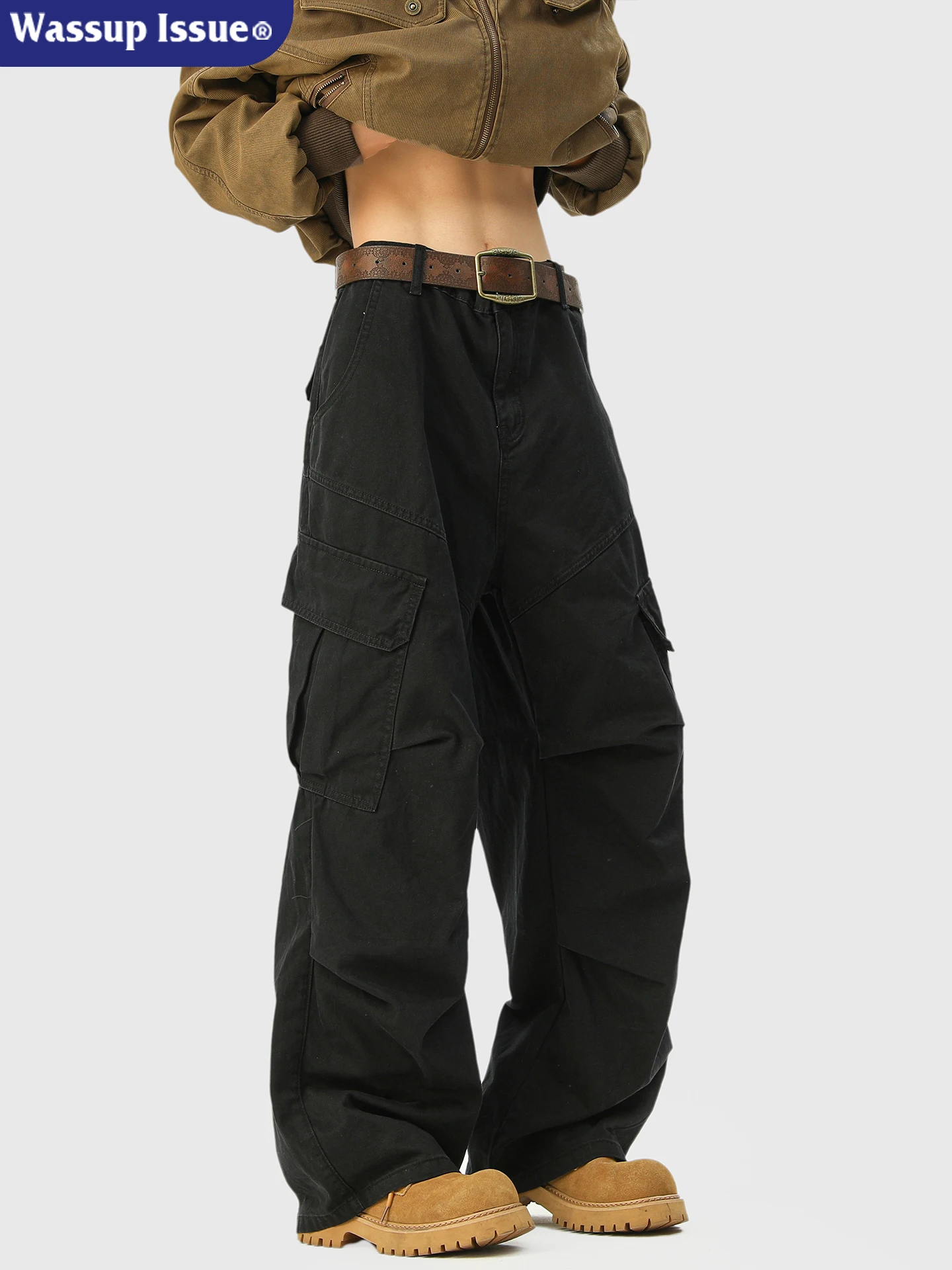 

Wassup Issue, мужские драпированные рабочие брюки в стиле ретро, свободные повседневные брюки с прямыми штанинами, весна-осень, модный бренд, хлопок, длинные для отдыха...