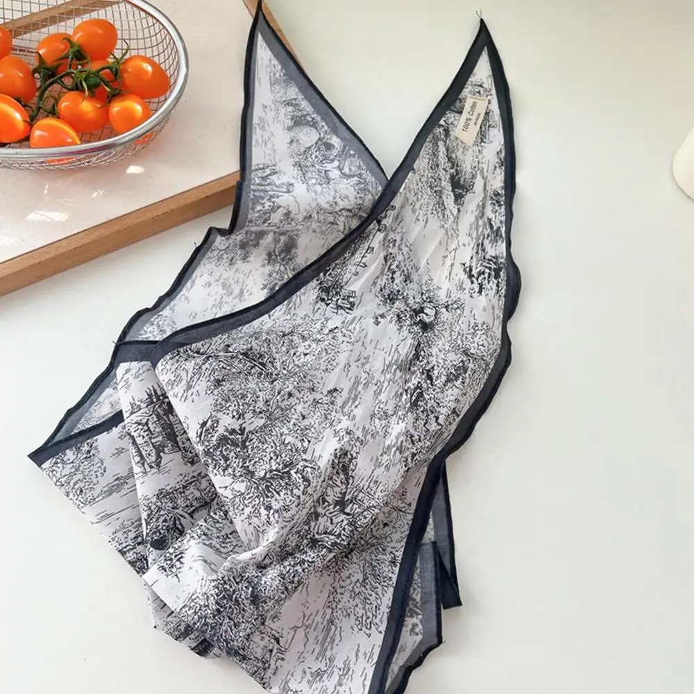 Bloemenontwerp Lente Sjaal Voor Vrouwen Koreaanse Kleine Verse Zijden Sjaal Sjaal Zomer Strand Driehoek Haar Hoofd Wrap Sjaals