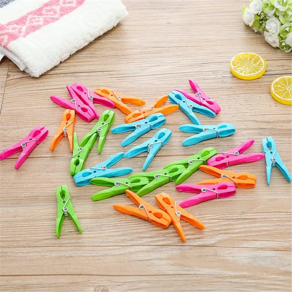 24Pcs Plastic Laundry Clothes Pins Hanging Pegs Clips Household Food Clip Clothespins Socks Underwear Drying Rack Holder