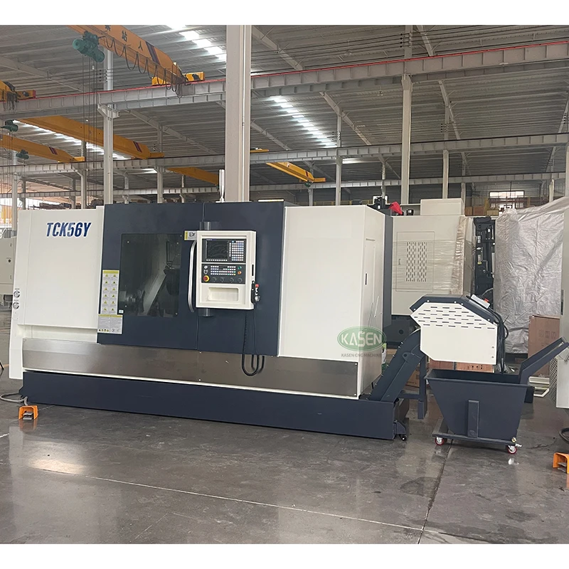 Hoge Precisie Fanuc Systeem Tck56y Met As Cnc Schuine Bed Metalen Draaibank