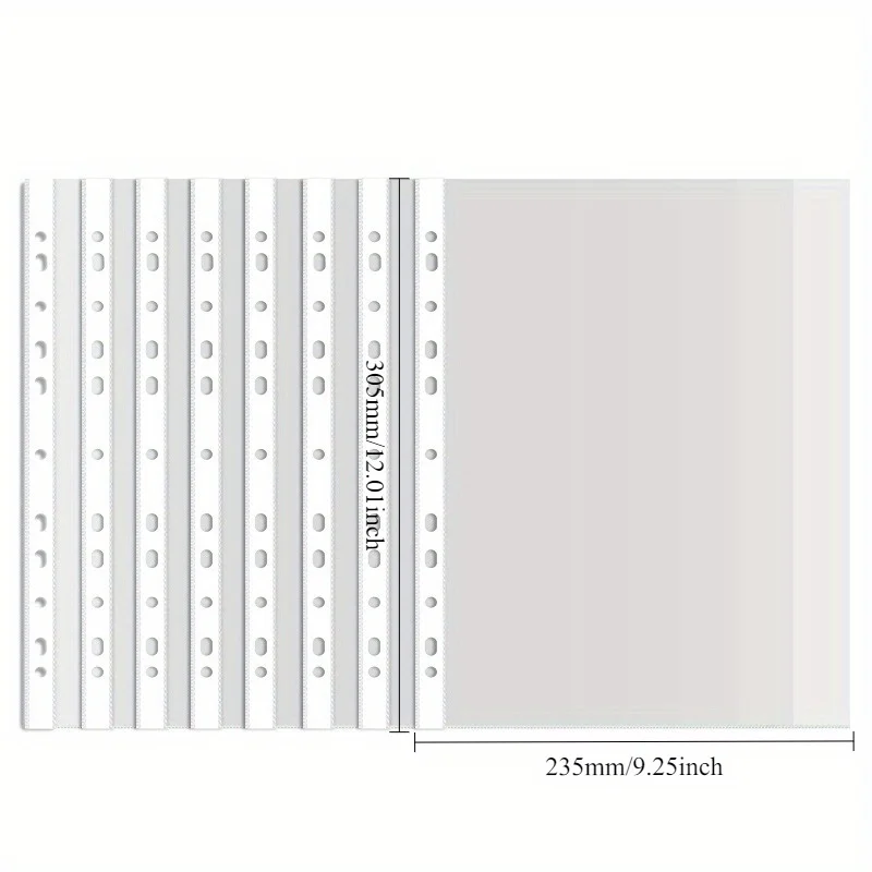 Busta per documenti da 100 pezzi, pellicola protettiva per pagine in plastica spessa 11,89 x 9,17 pollici e 11 fori, protezione A4
