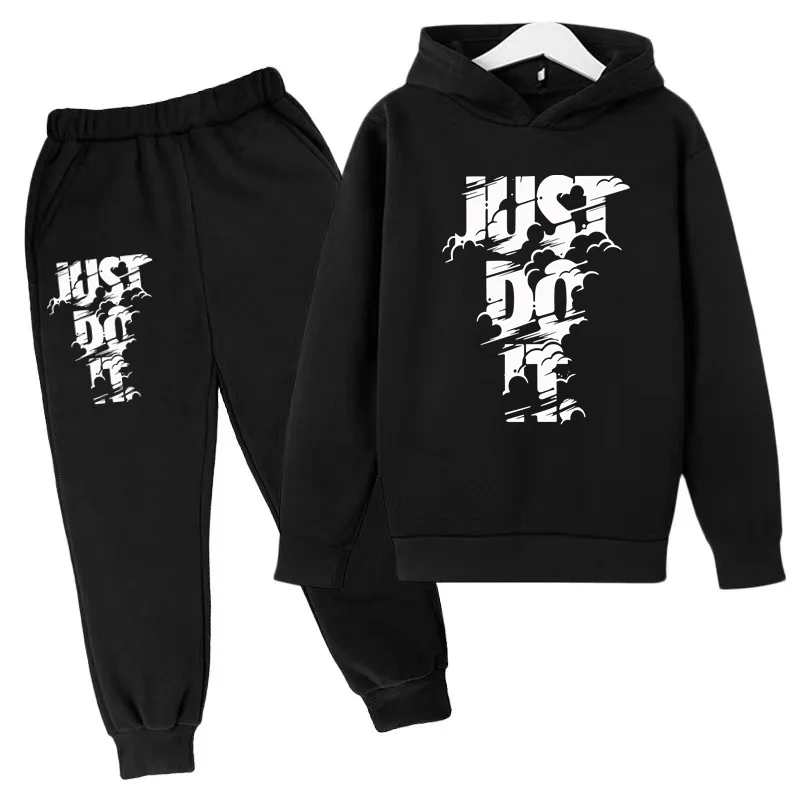 

Kids Hoodie Set Fashion Letter Print Boys Girls Toddlers 3-12Y Casual Sweatshirt+pants Charming Advertising Sports Coat Clothes