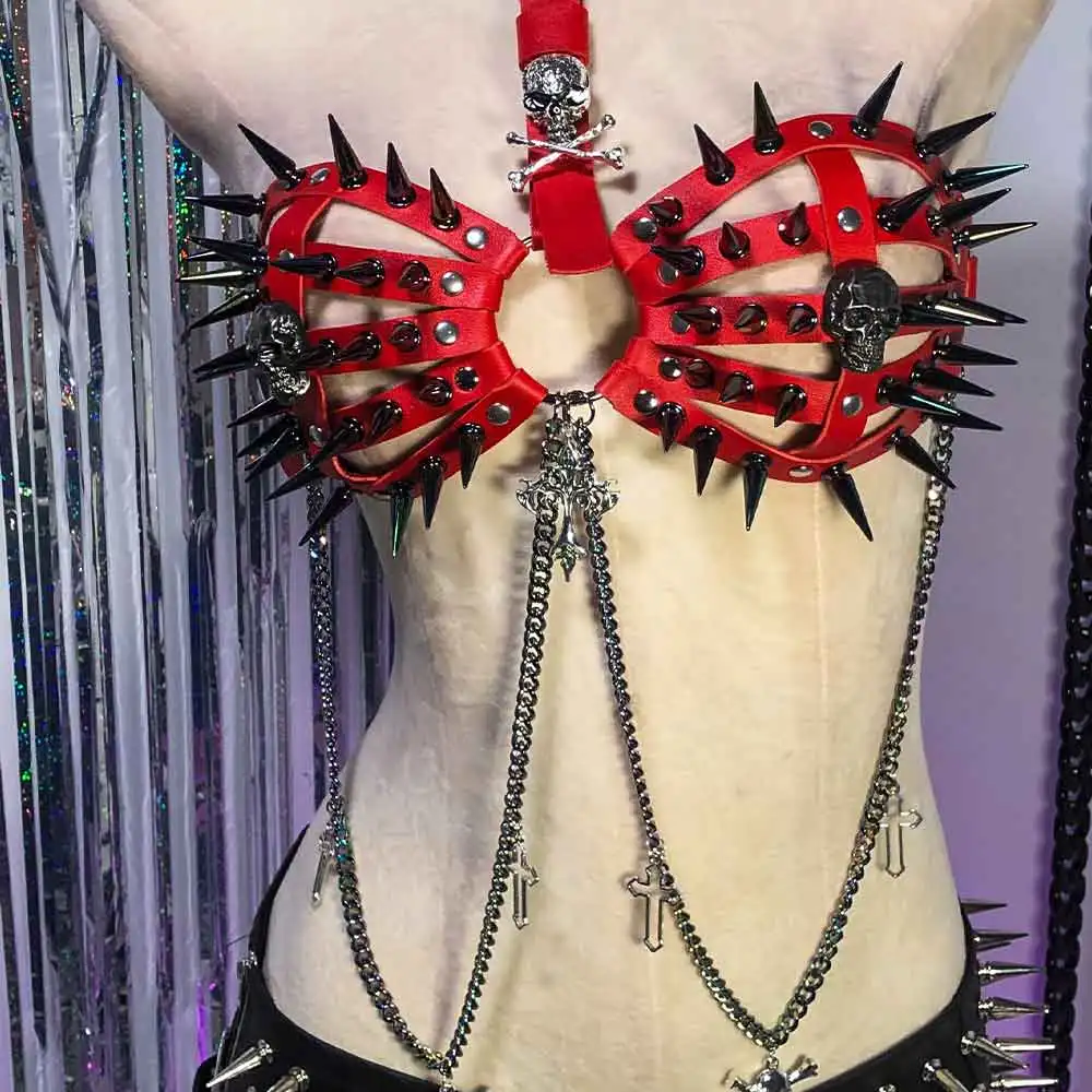 

Gothic Teen Skull Trendy Kawaii E-Girls Goth Harajuku Punk Rock Studded Rivets Y2K Vegan Leather TOPS Eco Grunge Cross Emo 90s