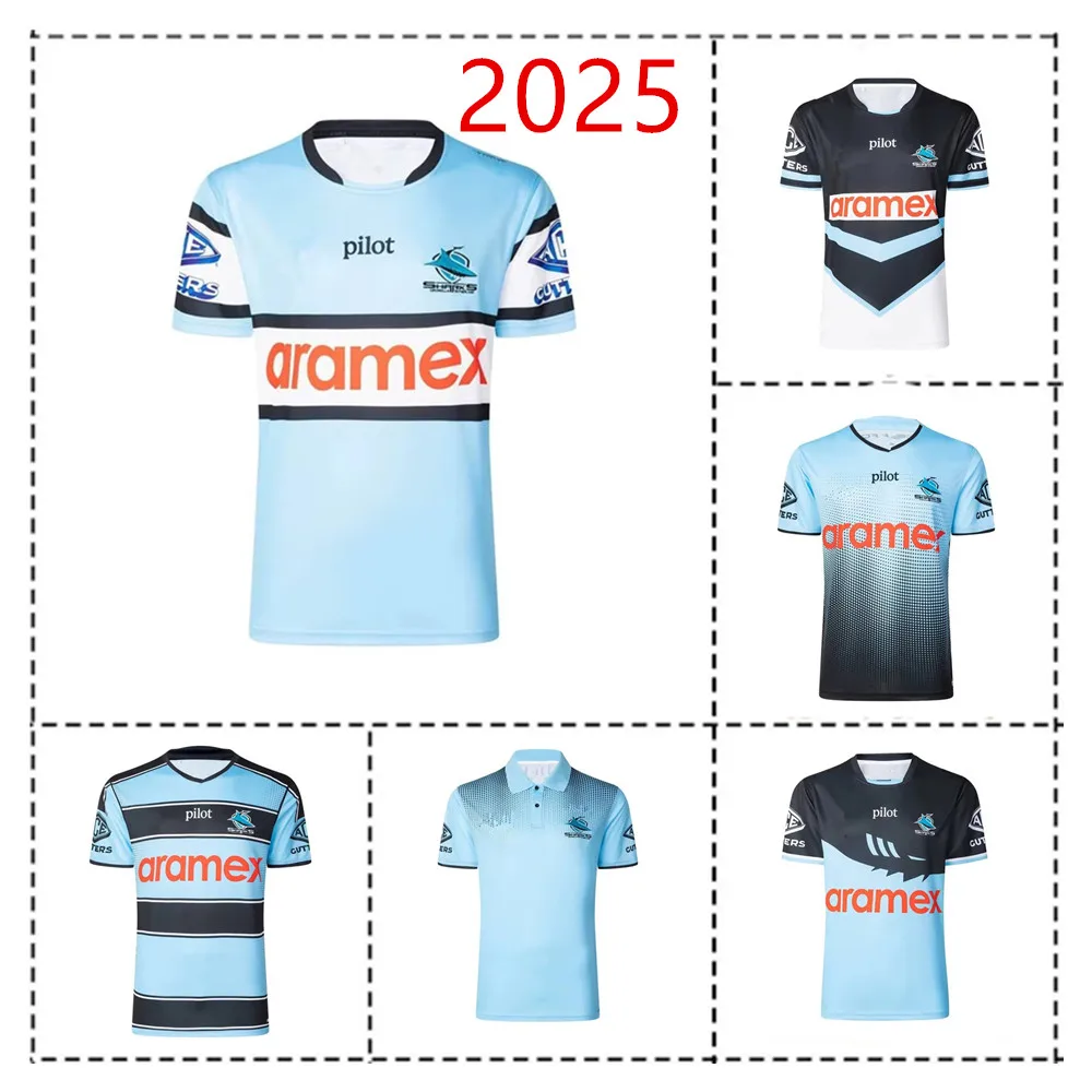 2025 CRONULLA SHARKS HOME RUGBY JERSEY 2025/2026 SHARKS MEN'S LONG SLEEVE TRAINING SHIRT SINGLET SHORTS Size:S-5XL