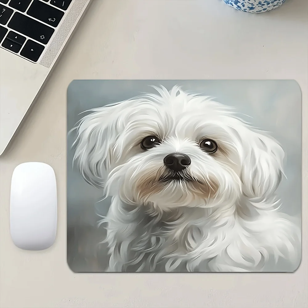Mouse Pad White Puppy Gaming Mouse Mat Office Desktop Supplies Keyboard Mat Office Supplies Decorations Office Accessories