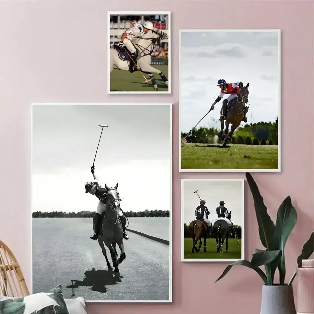 Antique Horse Rider Polo Etching Poster Home Bedroom Waterproof Canvas Poster Unframed Wall Art Print Decoration Mural