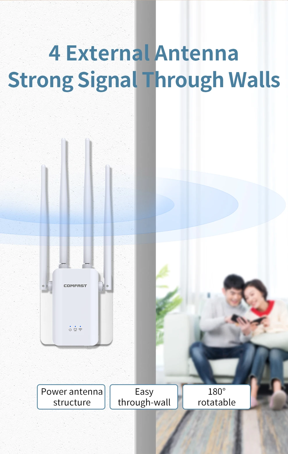 300Mbps Wifi Repeater Wi-fi 2.4Ghz Repiter Extender Home Wi Fi Router Antenna Signal 11N Wireless WIFI Booster Range Amplifier