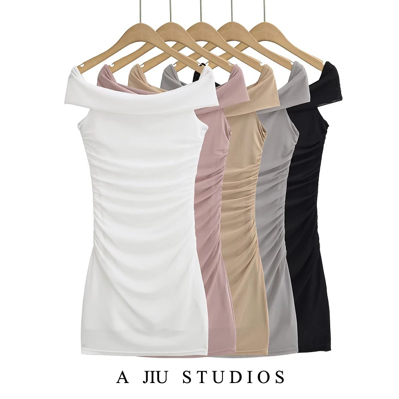 

White One-oulder Bodycon Dr Women's Summer New Sle Sexy Slimming ort Skirt Pure Color Single Piece Sexy Sle