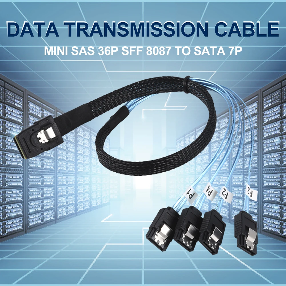 Mini Splitter Cables 36-Pin to 4 SATA 7-Pin SAS SFF-8087 Internal Hard Drive for Households Computer Safety Parts