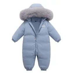 2024 Winter Baby Boy Romper Thickened Warm Hooded Children Jumpsuit Fashionable Outdoor Kids Girls Clothing Comfort Down Coat