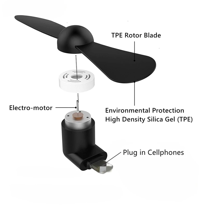 Mini ventilador USB para celulares, ventilador portátil do telefone celular, ventilador de bolso, fãs de viagem, plug in telefones celulares, 10pcs