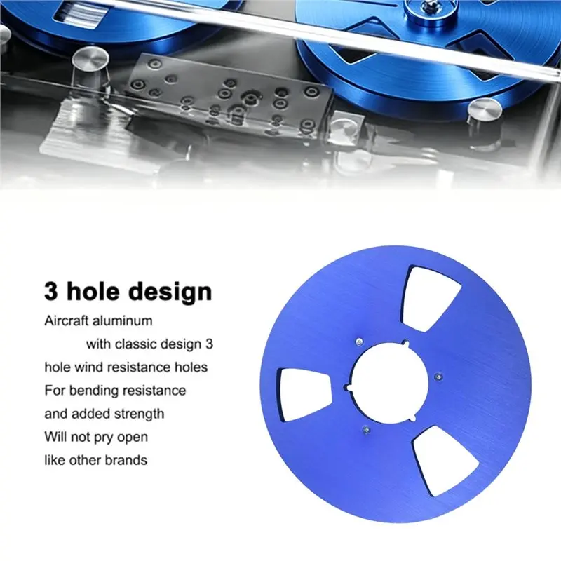 B27B Empty 1/4 10.5 Inch Takeup Reel 3-Hole Aluminum Alloy Universal Opening Sound Tape Machine Replacement Part