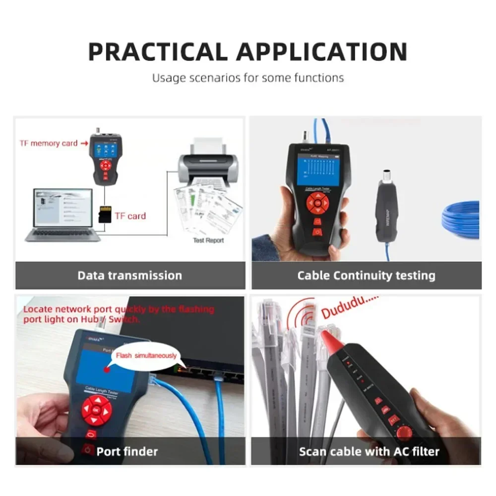 NOYAFA NF-8601W Network Cable Tester, PoE PING Wire Tracker with 8 Remote Adapters, Length Measurement & Data Storage for RJ45 - view 3