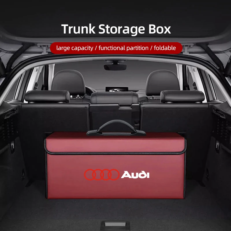 2025 حار سيارة الجذع صندوق تخزين جلدي السيارات الداخلية المنظم اكسسوارات لأودي S-line A3 A4 A6 A5 Q5 A1 Q7 Q3 Q2 Q8 A7 A8 T #3
