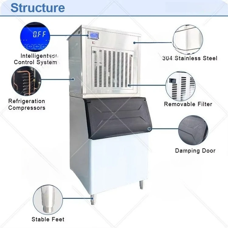 HNOC Commercial Big Scale Ice Make Machine Automate 100kg 200kg 300kg Snow Flake Ice Maker