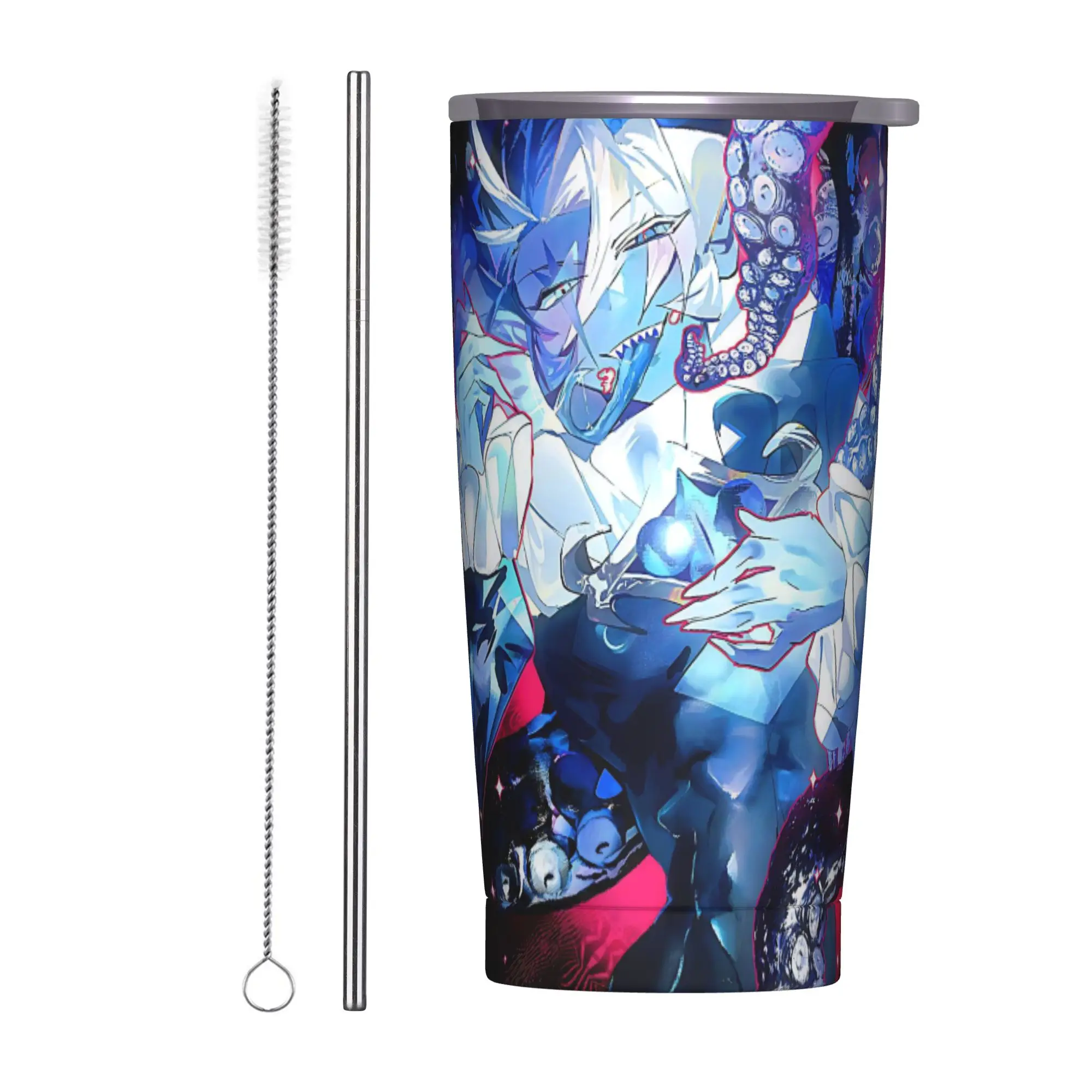 CRK Shadow Milk Cookie Run Kingdom Tumbler Vacuum Insulated Cartoon Game Thermal Cup with Lid Straw Car Mugs Spill Proof, 20oz