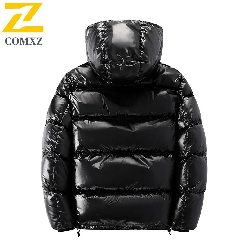 Luxury Lightweight Jacket Men's Winter Fashion Black Gold Bright Face Waterproof Warm Parkas Women Casual Hooded Puffer Jacket