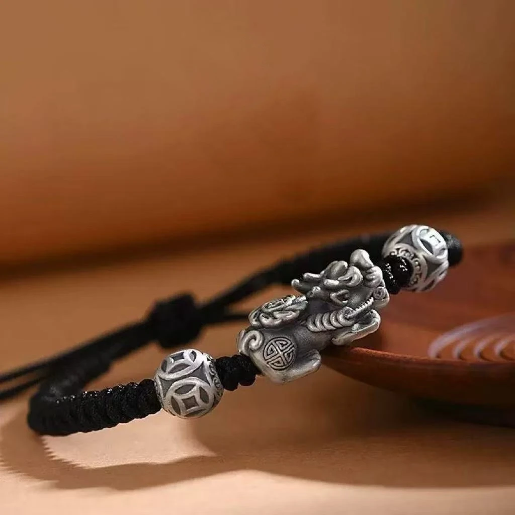 Trendy Braided Rope Bracelet For Men Jewelry Lucky Wealth Animal Pixiu Coin Bead Bracelet Male Hand Accessories