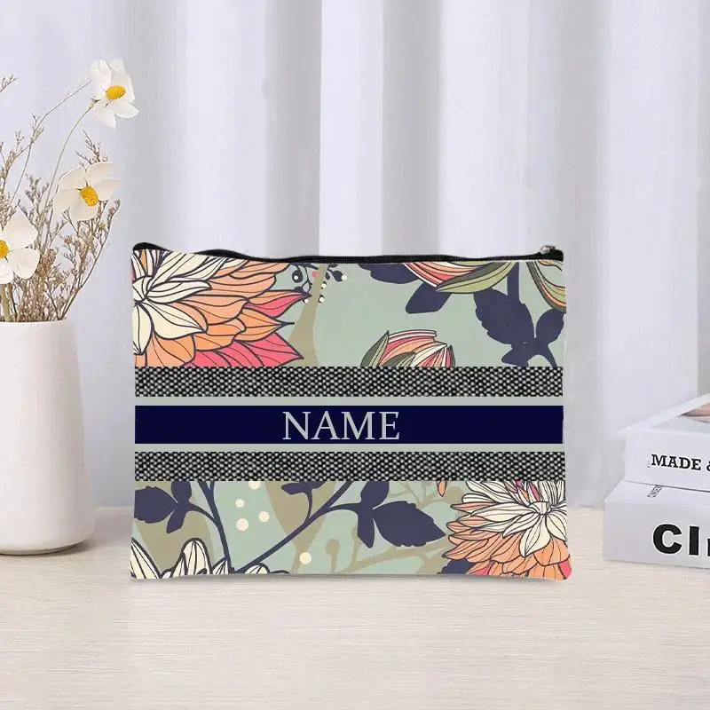 1pc Trendy  Makeup Bag Custom Name Make Up Pouch Portable Toilet Storage Travel Necessity Gifts for Her Lipstick Pencil Case