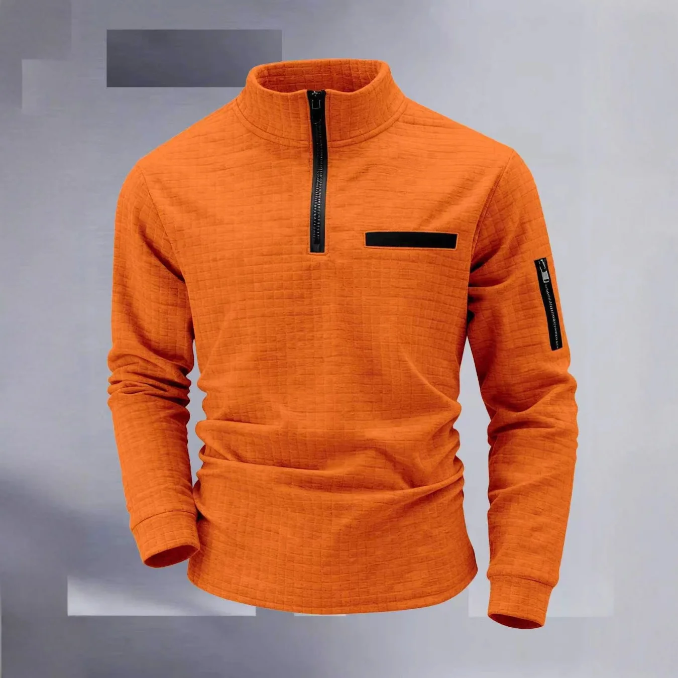 Spring and Autumn new style fashionable, comfortable, breathable casual small check pattern, long sleeves with arm zippers.