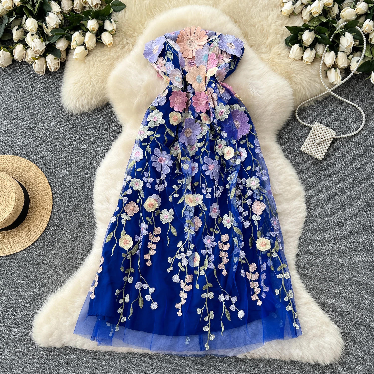 

Шикарные элегантные цветочные без бретелек корейские модные сказочные сексуальные платья с высокой талией Vestidos летние каникулы платья