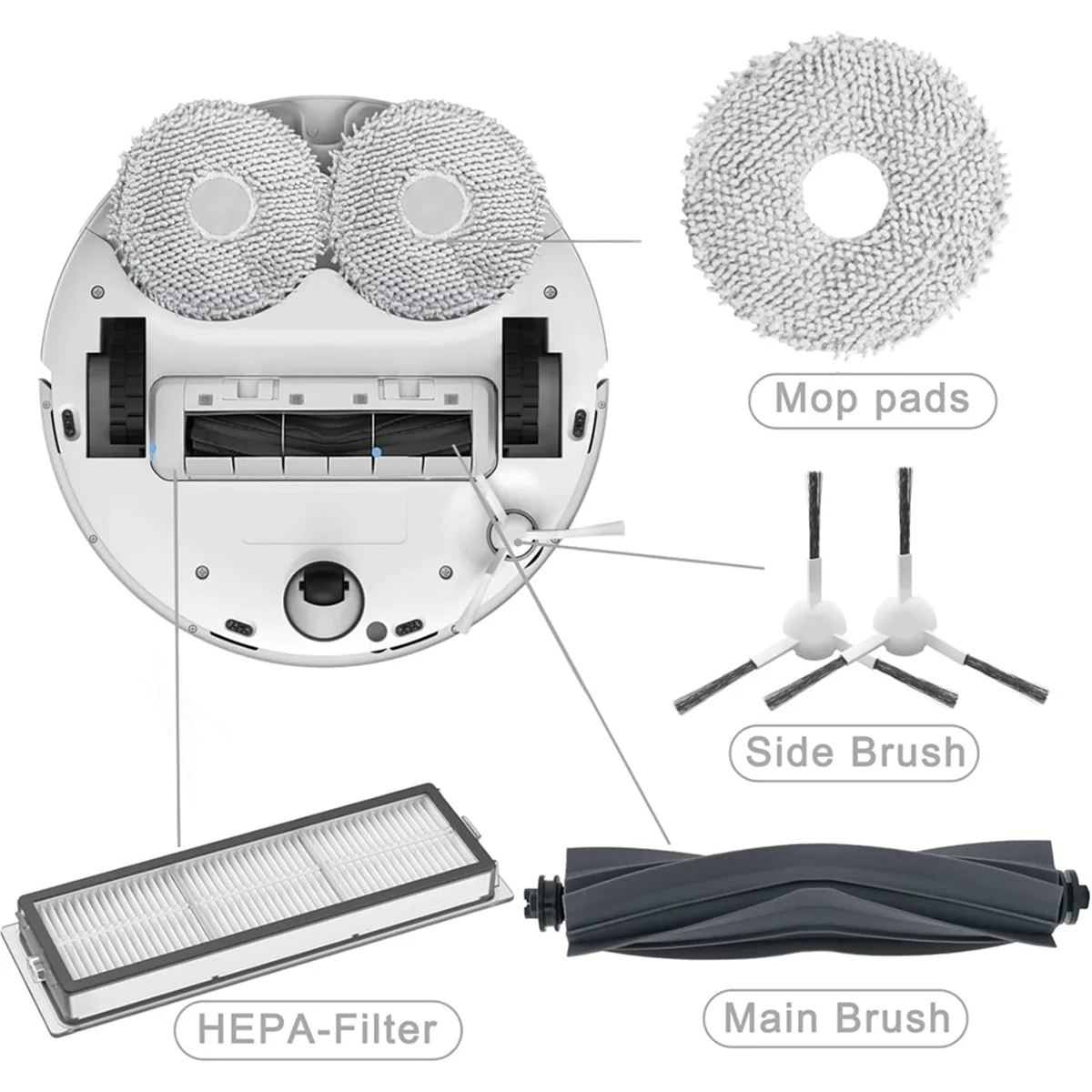 Cepillos laterales principales para aspiradora, filtros HEPA, paño de fregona para L10s Ultra / L10s Pro / L10 Ultra, X10 +