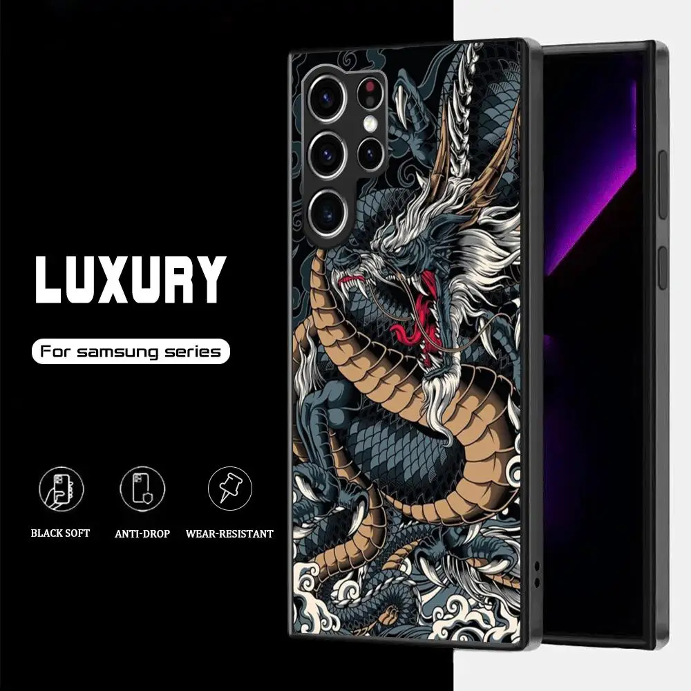 Illusory Color Chinese Dragon  Phone Case For Samsung Galaxy S23 S22 S21 S20 Plus Ultra M54 Note20 Soft Black Phone Cover