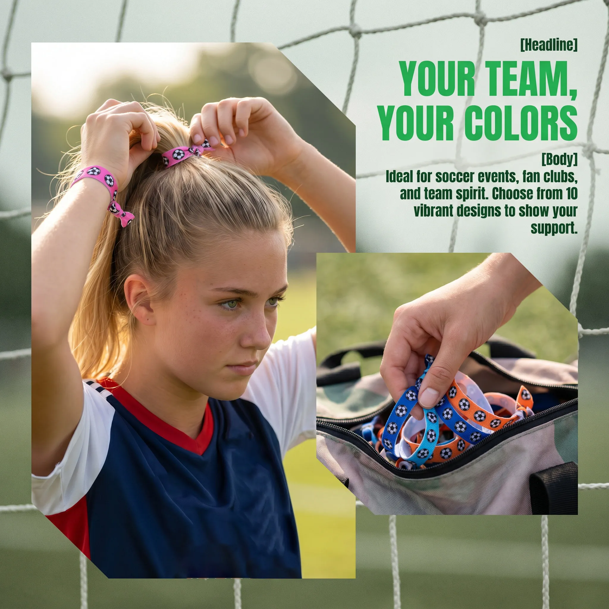 Soccer Team Bracelets 30 Pack Elastic Polyester Wristbands Sports Party Favors for Players and Fans