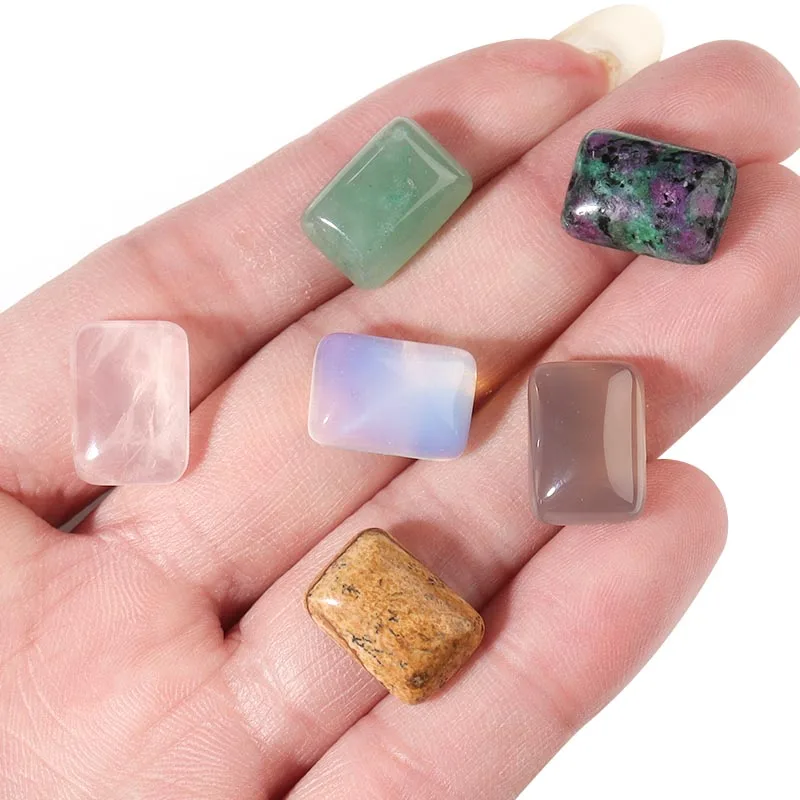 10x14mm Cabochon Natural Stones Rectangle Square Stone Cabochons For DIY Bracelet Earring Base Making Jewelry Accessories 10Pcs