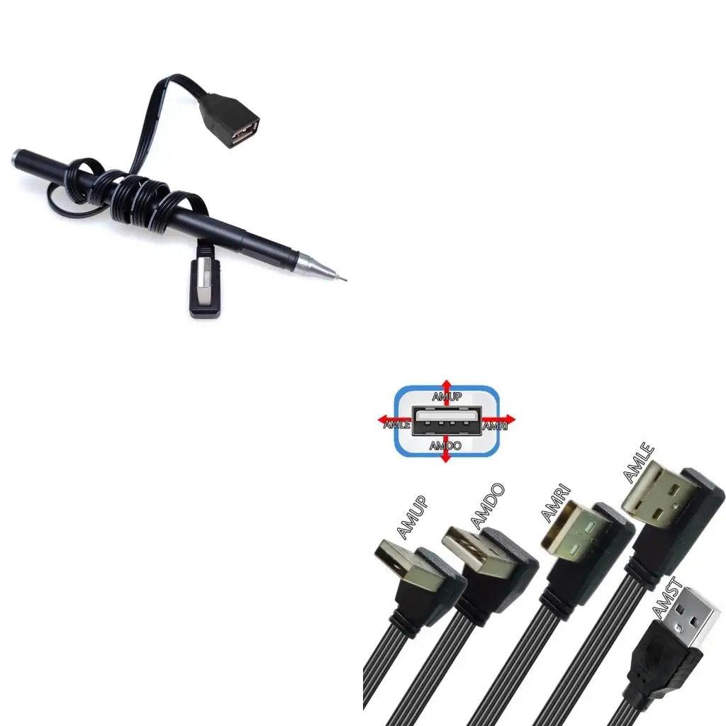 Super Flat Flexible USB 2.0 A Male To Female 90 Angled Extension Adaptor Cable USB2.0 Male To Female Right/Left/Down/Up