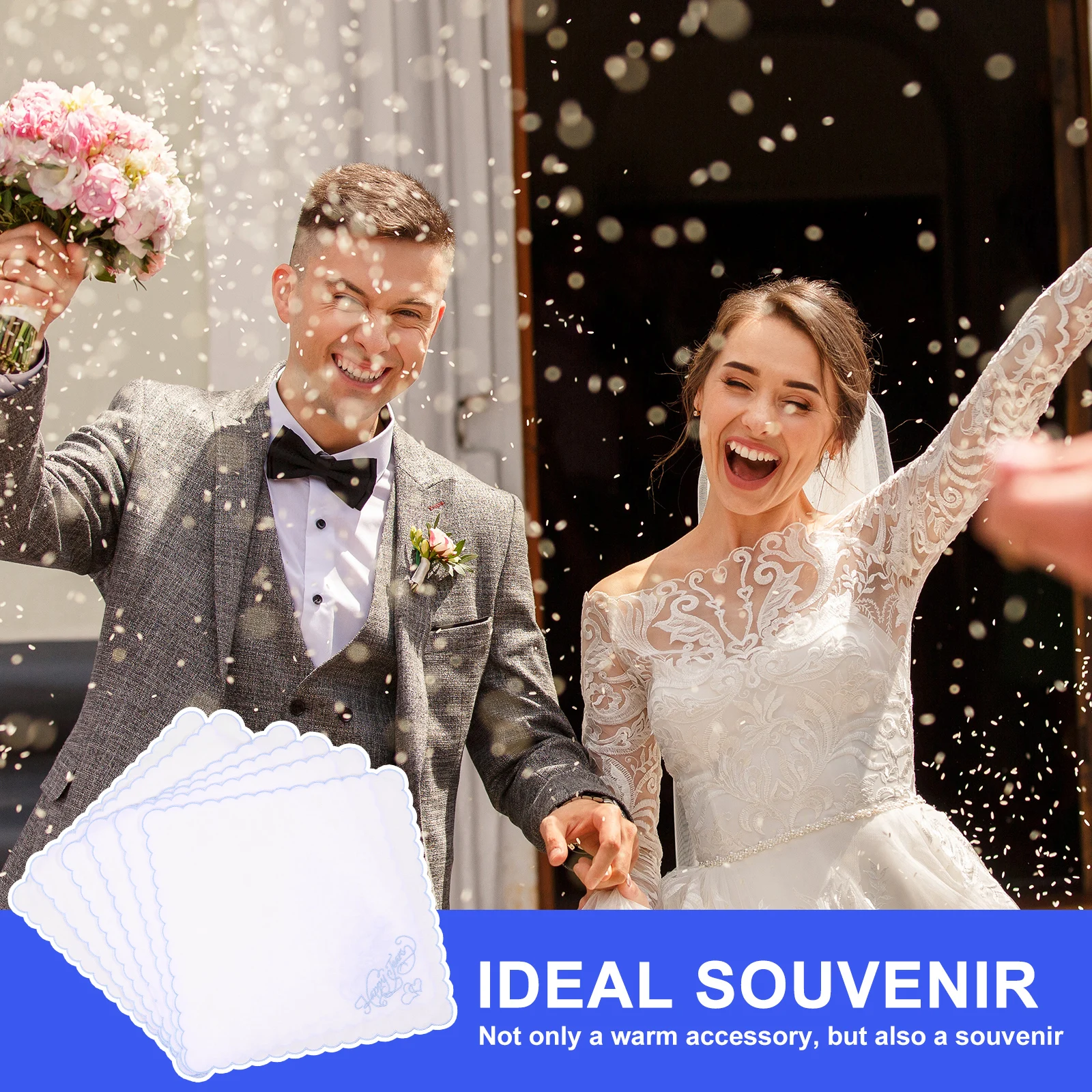 12 قطعة منديل قطني مطرز 28x28 سنتيمتر المحمولة الزفاف وشاح مربع لينة مريحة الزفاف منديل للحزب #6