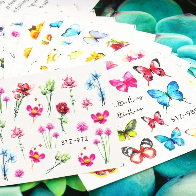 18-50 pezzi/set adesivi per unghie stile multiplo design misto pizzo nero argento glitter fiore decalcomania adesivi per decorazioni per unghie