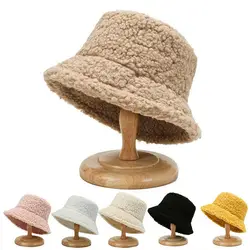 Winter Bucket Hat Lamb Wool Men Women Fisherman Cap Warm Casual Outdoor Panama Hat