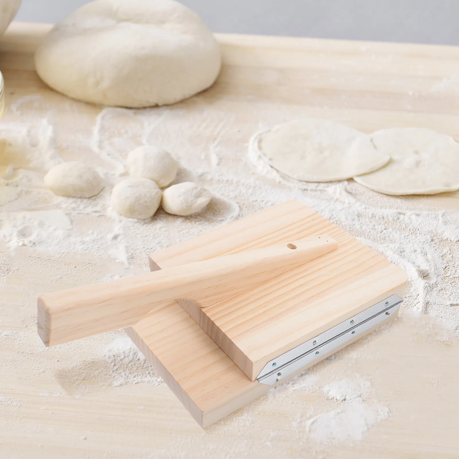 

Wood Dumpling Presser Natural Wood and Stainless Steel Dough Press Tool for Dumpling Wrappers Noodles Homemade Cooking Essential