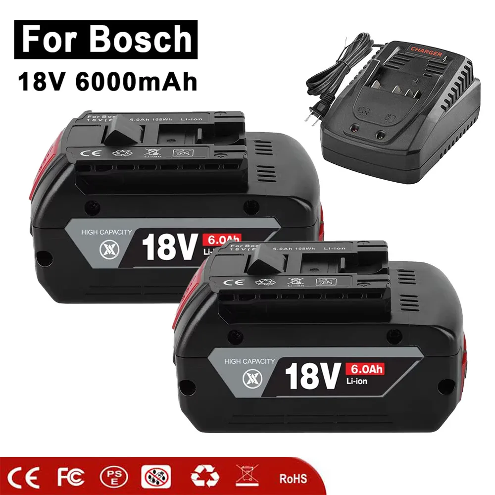 

2025 New 18V 18000mAh Lithium-ion Rechargeable Battery for Bosch Bat609, Bat609g, Bat618, Bat618g, Bat614, Bosch Drill+ Charger