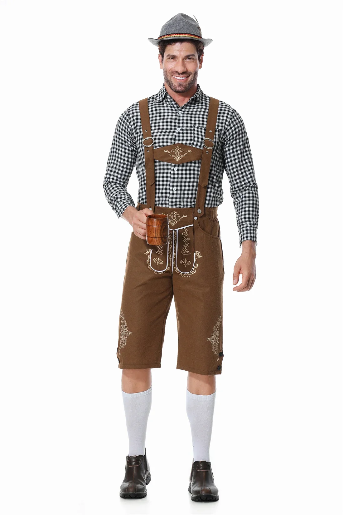 Carnevale maschile costumi Oktoberfest 3 pezzi Set bretelle bavaresi Lederhosen Cosplay da uomo Halloween Party Fancy Outfit