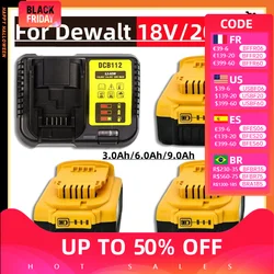 For Dewalt DCB200 DCB184 Series 18V/20V Rechargeable Power Tool Accessories Power Tools, Lithium Battery Replacement + Charger