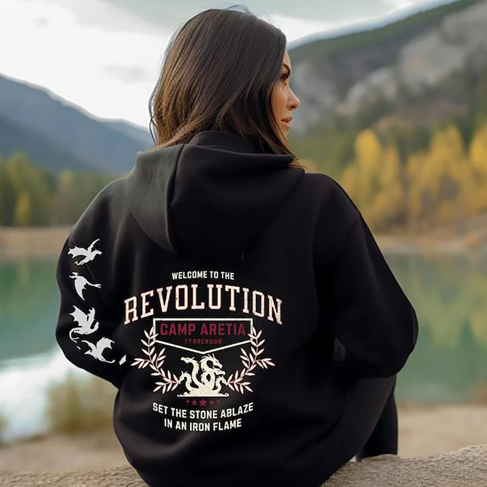 Iron Flame Revolution Hoodie with Sleeve Dragons Fourth Wing Sweatshirt Dragon Rider Basgiath War College Hoodies Fans Merch Top