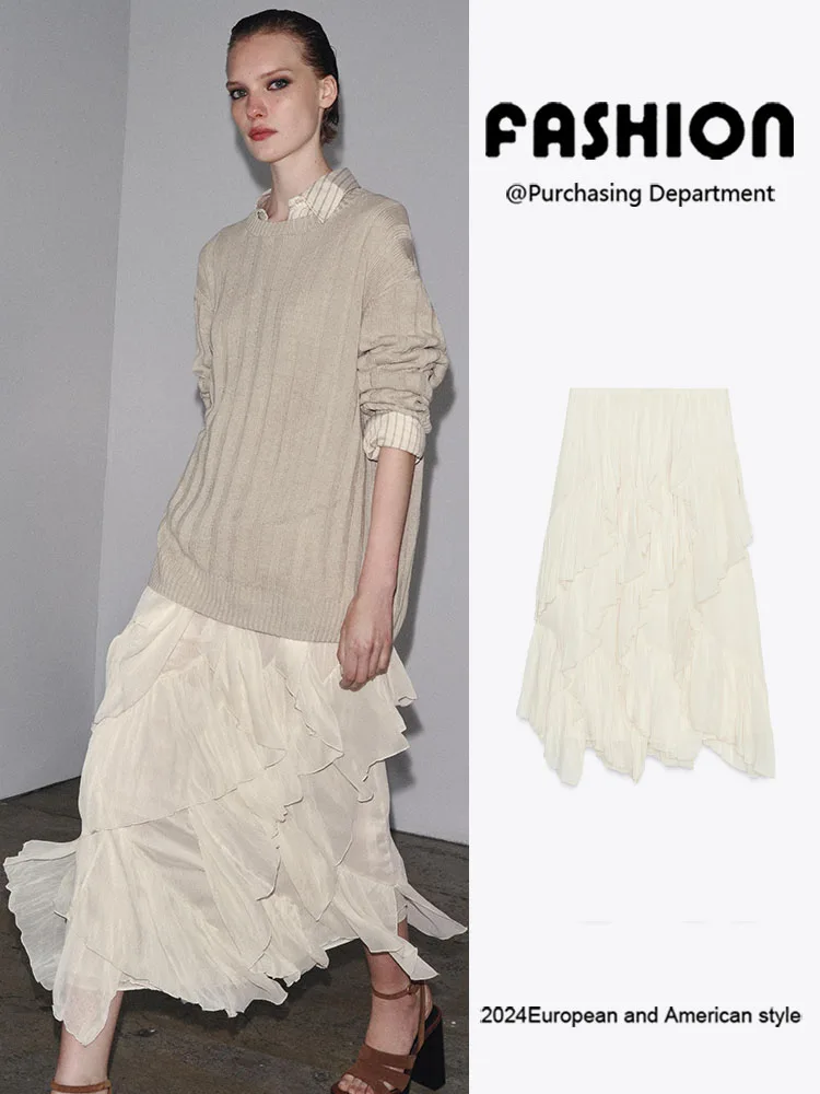 

High Waist Midi Skirt Women's New Summer Faion Versatile Slimming f-length Skirt Ele Chic Par Wear Color