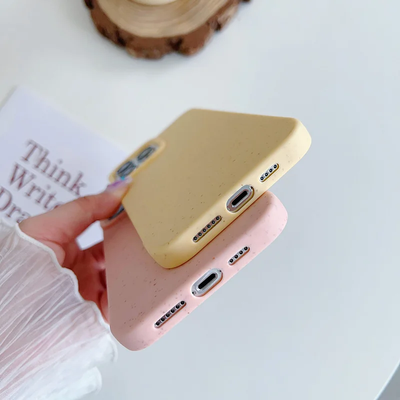 Environmentally Friendly and Biodegradable Wheat Phone Case for IPhone 15 14 13 11 12 Pro Max X XR Xs Max 7 8Plus SE Soft Cover