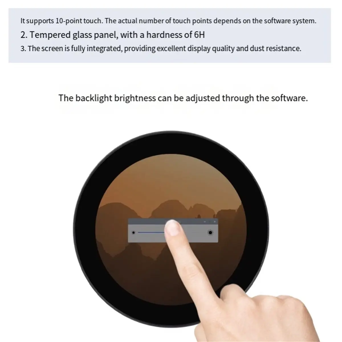 4inch Round Capacitive Touch Display, 720 X 720 Resolution, IPS Display Panel, 10-Point Touch