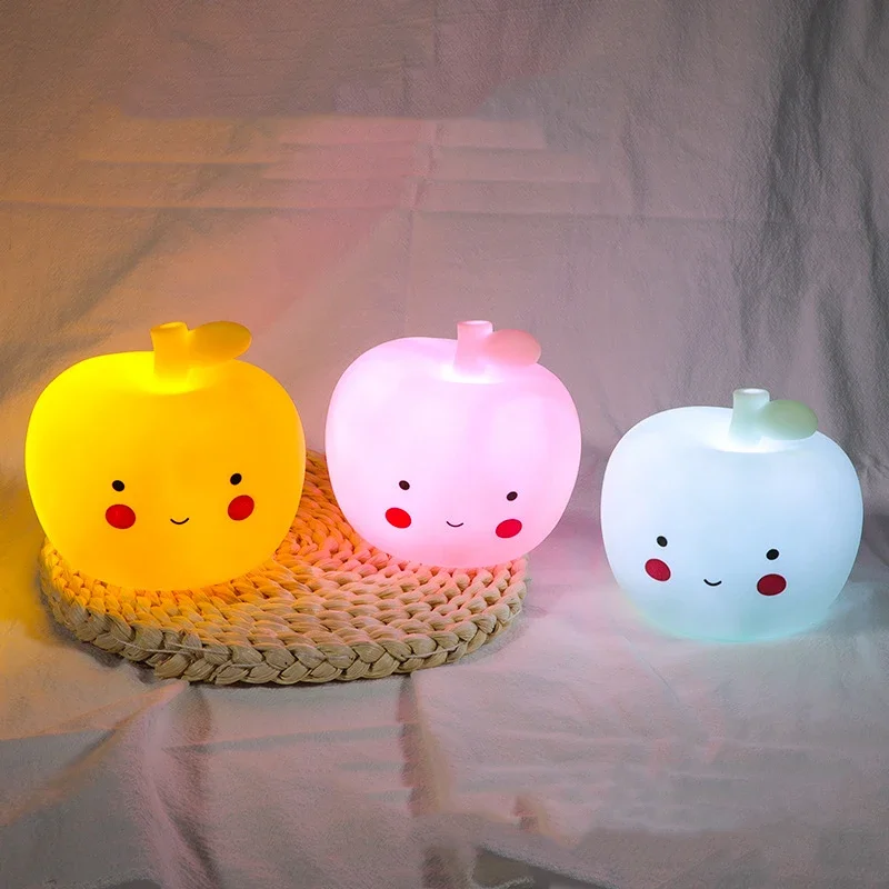 Cute LED Apple Night Lights Cartoon Sleep Lamp Creative Children's Bedroom Bedside Night Lamp Kids Baby Birthday Gift Fixtures