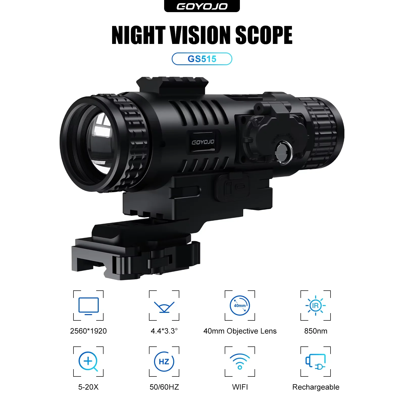 GS515 Digital Night Vision 2560x1920 Resolution 5-20X  HD Day Night Optics for Hunting Surveillance Wildlife Observation