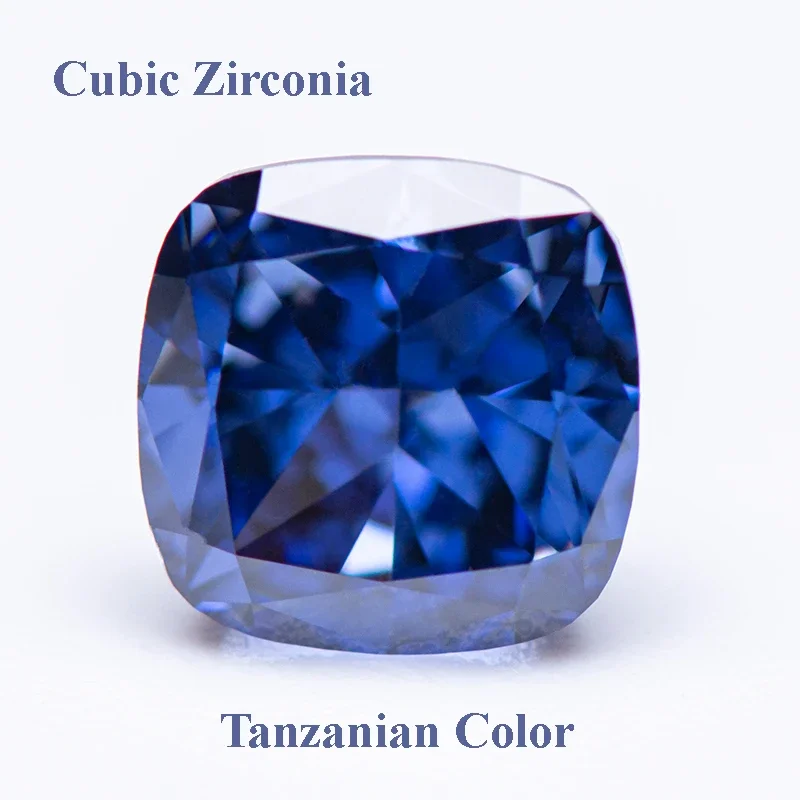 Cubic Zirconia Crushed Ice Cut Tanzanian Color Square Cushion Shape Charms Beads for Diy Jewelry Making Materials No Certificate