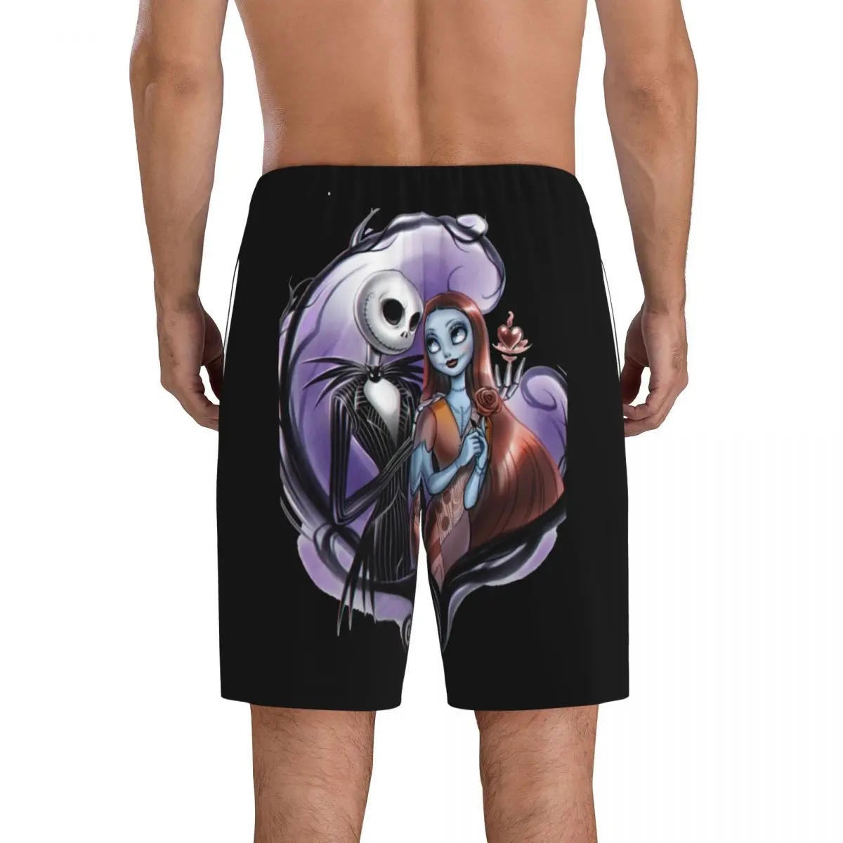 Custom Nightmare Before Christmas Pajama Shorts Jack Skellington And Sally Sleepwear Bottom Stretch Sleep Short Pjs with Pockets