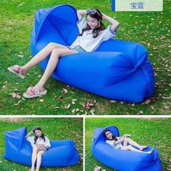 Lazy New Outdoor Inflatable Sofa Portable Air Bed Blowing Bag Lunch Rest Simple Bed Sunshade Pillow Inflatable Seatings