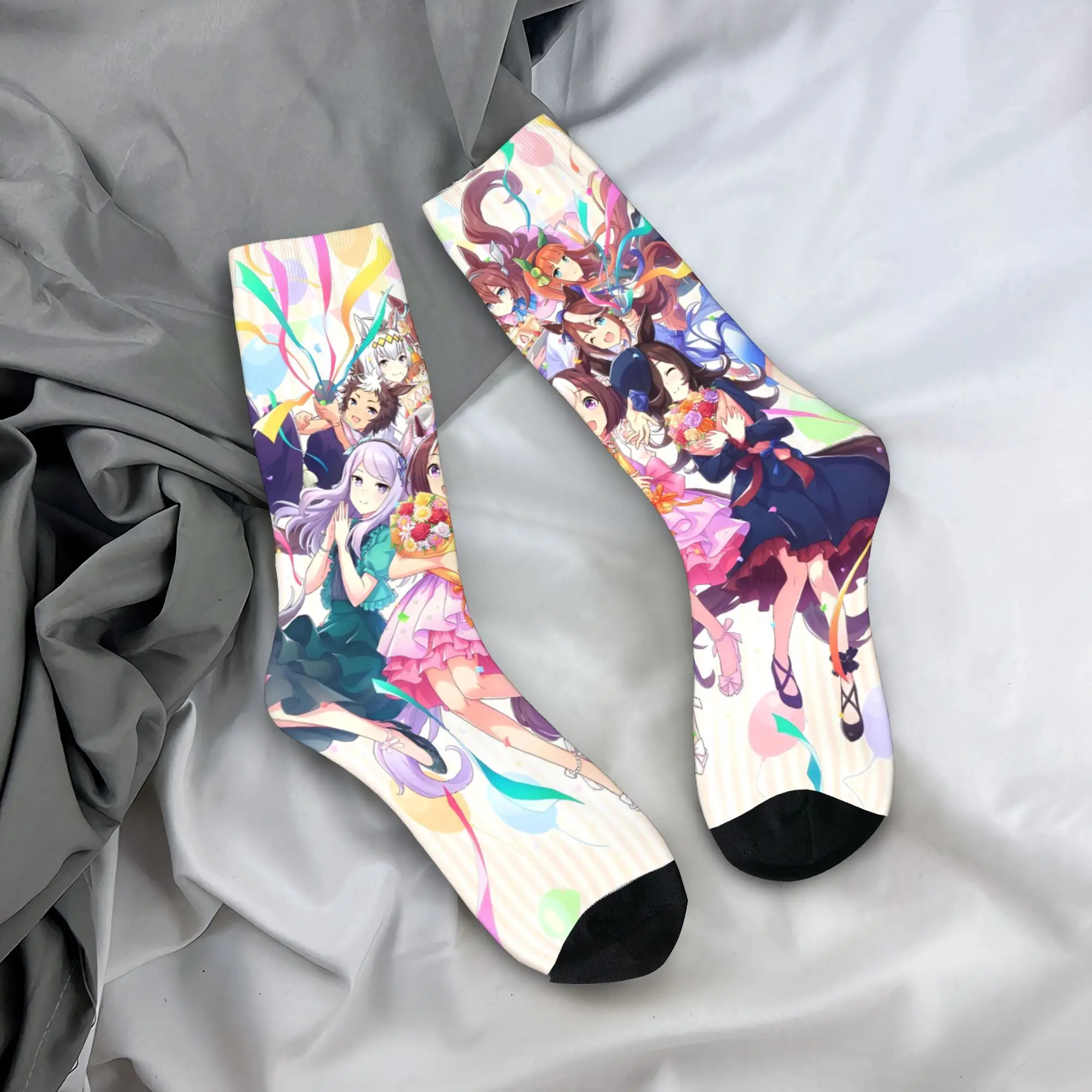 

Носки Uma Musume, нескользящие чулки для женщин и мужчин, мягкие дышащие велосипедные носки, зимние носки с забавным дизайном