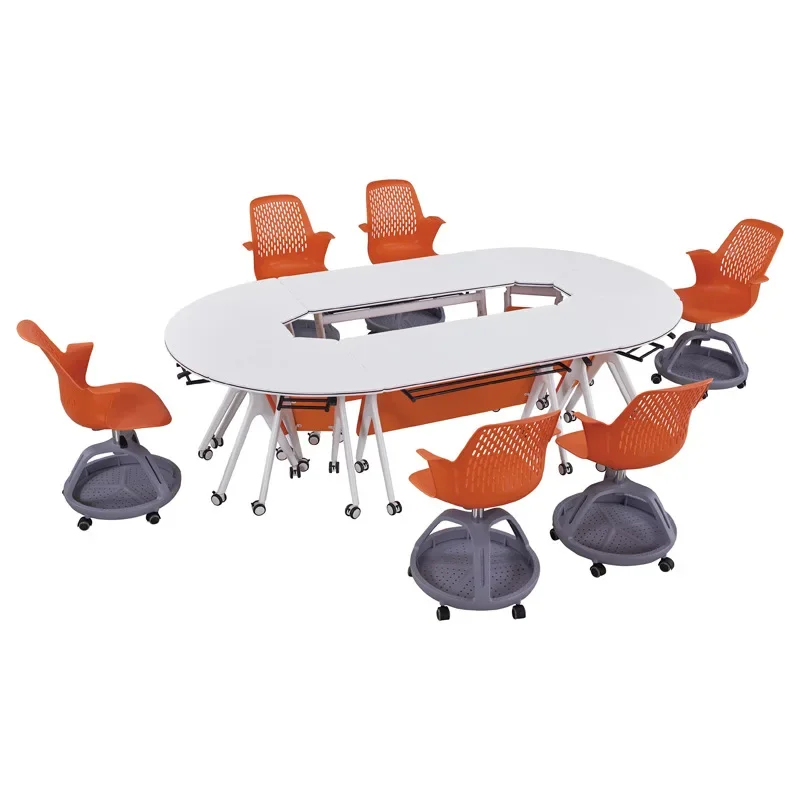 Polygon foldable training table and chair combination