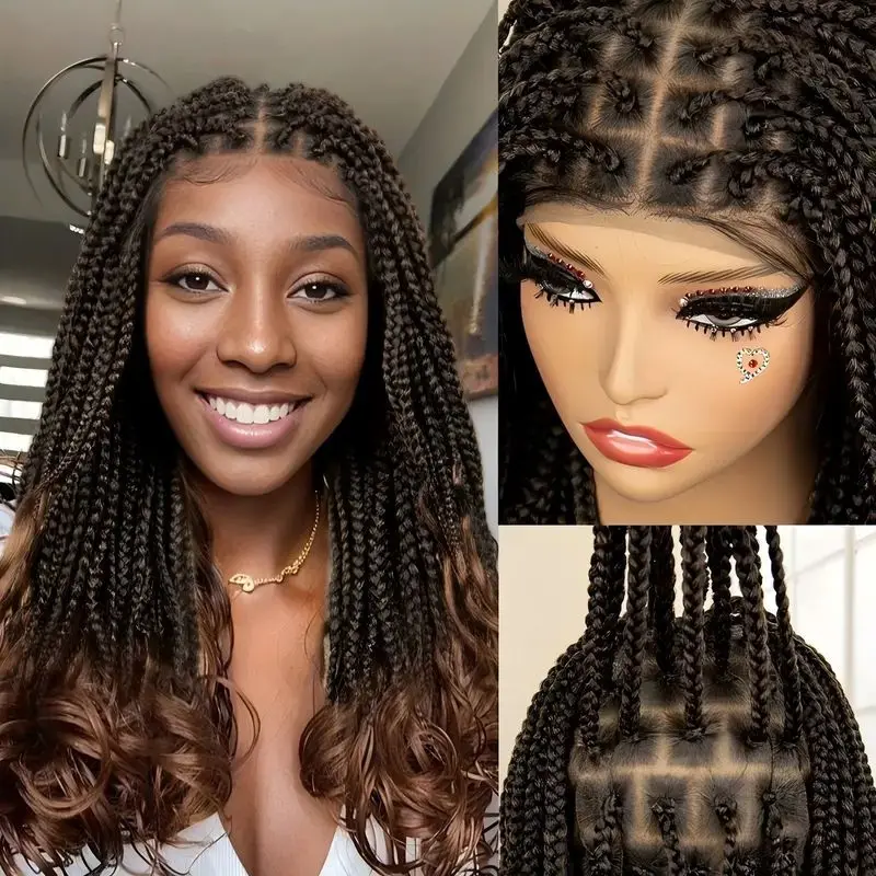 

Cross-border bestseller French curly wig, full lace hand-woven three-strand braid women's wig, Braid hair wig style